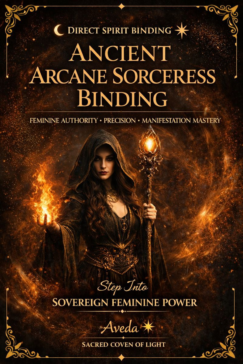 ANCIENT ARCANE SORCERESS Binding -Direct Spirit Alignment • Feminine Authority • Precision • Manifestation Mastery