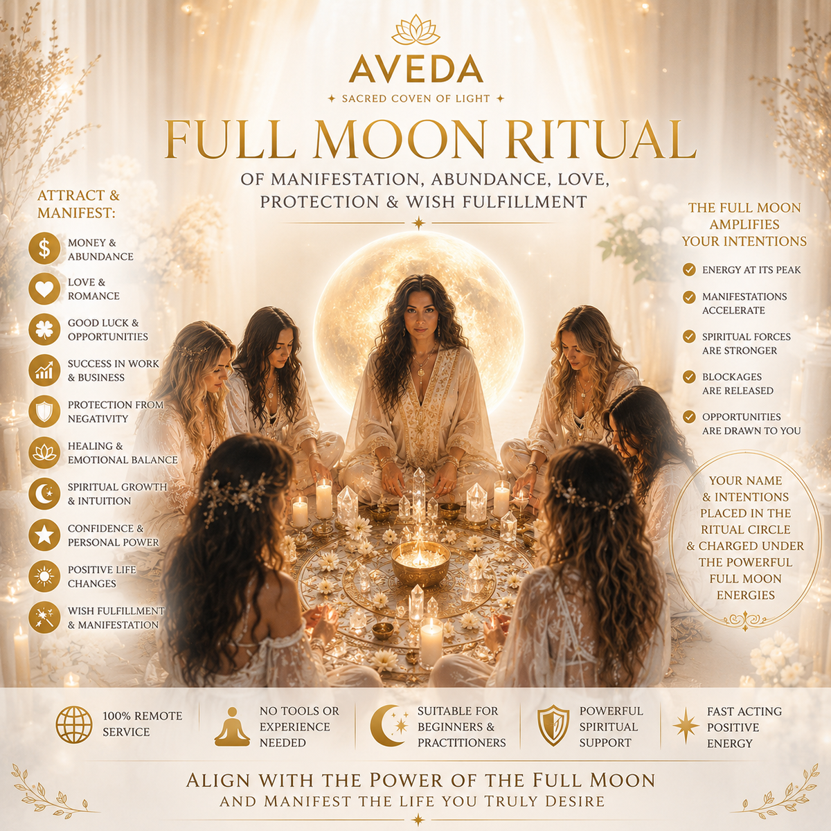Full moon ritual for manifestation abundance wealth love protection luck success and wish fulfilment spell